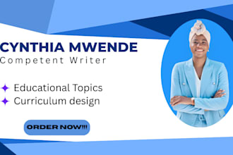 research and write on educational topics and curriculum design