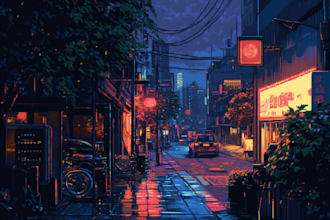 make a cyberpunk city style art for any project