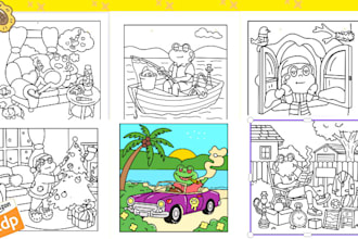 hand draw bold and easy coloring book for  kdp