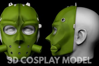 sculpt wearable 3d mask model, 3d helmet, cosplay 3d model, stl for 3d printing