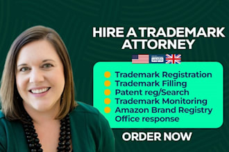 be your trademark attorney, US licensed patent, trademark registration, amazon