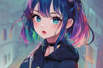 make anime or manga art character illustration
