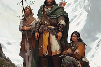 create dnd art, fantasy character for dnd party