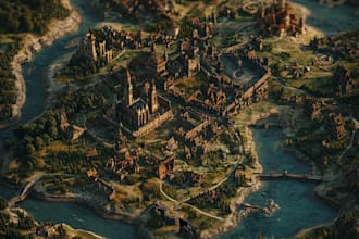 create a high quality fantasy map, vector map