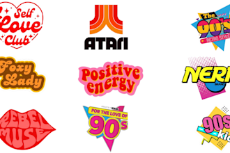 design 70s, 80s,90s retro, , hippie, funky font typography logo
