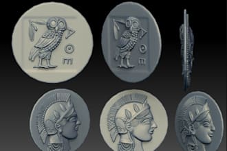 sculpt 3d printable coin, bas relief, cnc medallion, face model stl