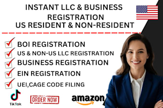register your llc, ein, boi, cage code,shopify, tiktok shop, non profit