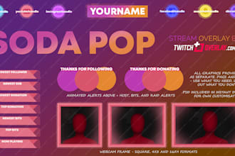 make streamyard, obs overlay, streamlabs, twitch overlay for youtube or twitch