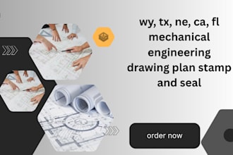do wy, tx, ne, ca, fl mechanical engineering drawing plan stamp and seal
