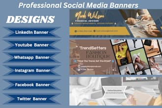 design unique linkedin banner and cover facebook, twitter