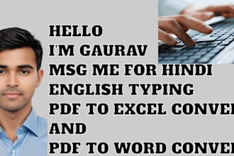 do data entry,copy paste pdf to word, excel, hindi typing