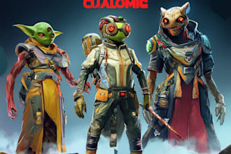 create sci fi character design, sci fi art illustration