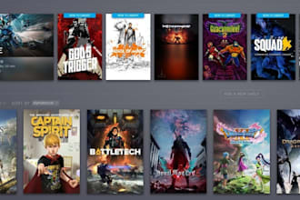 draw steam capsule, concept art,character design,2d game ui,banner page,dev logo