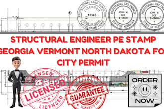 licensed architect pe stamp, michigan, arizona, illinois for city permit approve