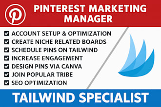 be your pinterest marketing manager and tailwind expert pin design schedule post