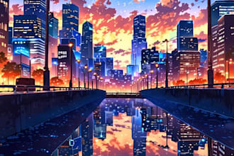 make a cyberpunk city style art for any project
