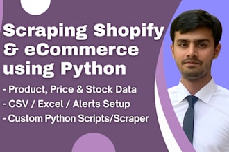 python web scraping for ecommerce, shopify stores product, price and stock data