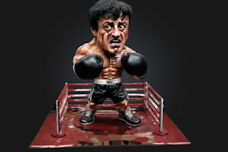sculpt 3d caricature character,toy models,action figure, funko style models,stl