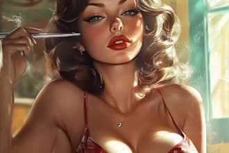 crate a wonderful pin up girl portrait of your choice