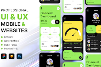do mobile app UI UX design, web app, dashboard, website UI UX design in figma