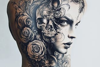 create a full sleeve realistic tattoo design from your