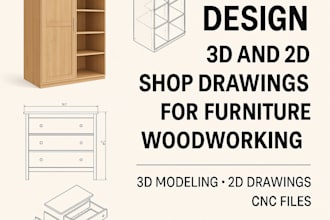 design 3d and 2d shop drawings for furniture woodworking
