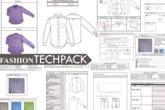 create techpacks and technical flats for fashion clothing and fashion bags