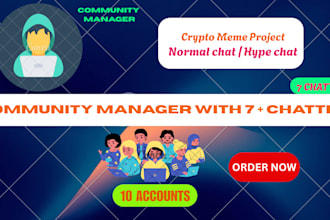 be telegram community manager or admin with 7 chatters in crypto project
