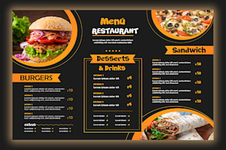 design a professional restaurant and food menu design