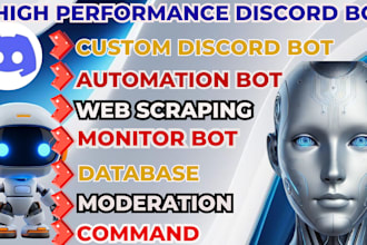 create custom discord server bot, moderation bot, greetings bot, autoreply bot