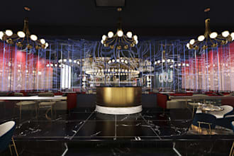 modern 3d lounge bar design, restaurant, nightclub, vip render, coffee shop,golf