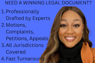 draft court pleadings, motion, lawsuit, complaint, petition, appeal, answer, nda