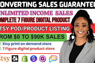 build 70k shopify digital product, do etsy print on demand, stan store marketing