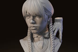 sculpt 3d bust character,sculpt from reference,realistic sculpting,printable stl