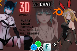 do well custom vrchat avatar furryvrc nsfw anime model 3d character