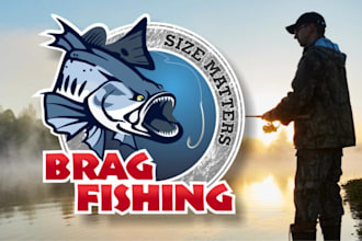 do awesome fishing team and boat charter logo in 24 hours