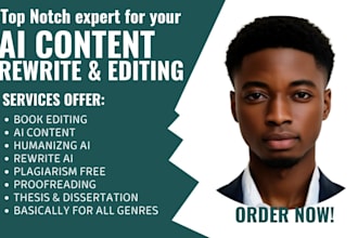 humanize chatgpt content, ai to human essay, book, edit humanize ai content