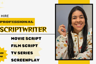 professionally ghostwrite film scripts, movie script, TV series for any genres