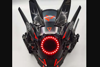 design 3d futuristic mask, halloween, mask power ranger helmet, 3d mask