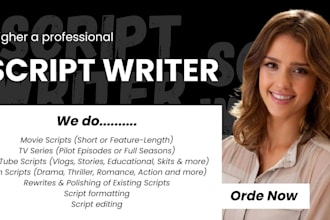 write a professional movie script youtube script tv series and film script
