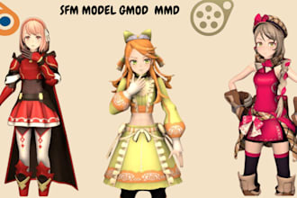 modify, port your model to sfm,custom sfm model, gmod model, mmd, fivem, blender