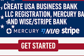 create USA business bank ,llc registration, mercury bank and wise stripe bank