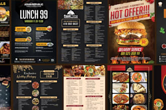 design food menu, digital menu, poster, flyer, brochure design for resturant