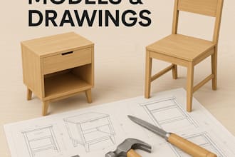 custom 3d models and drawings for your furniture  and woodworking ideas