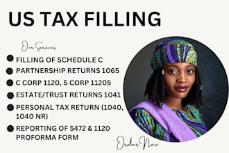 prepare and file US tax returns, amended tax, form 1040, 1120, 1065, 5472