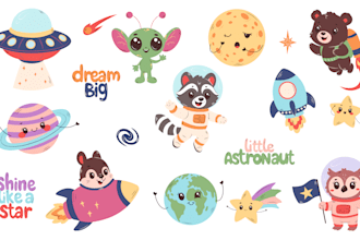 create a custom cute cartoon vector clipart set for any theme