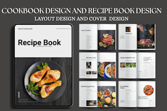 design kindle cookbook, recipe book covers, cookbook illustrations and ebook