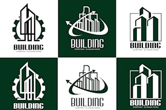design real state, property, home, construction roofing, realtor, building logo