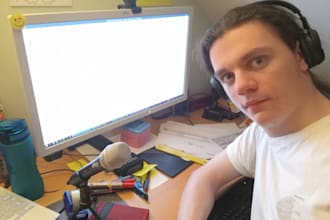 do voice acting in english in male voice