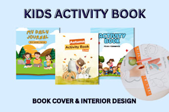 do custom kids activity book worksheets, coloring pages and cover design for KDP